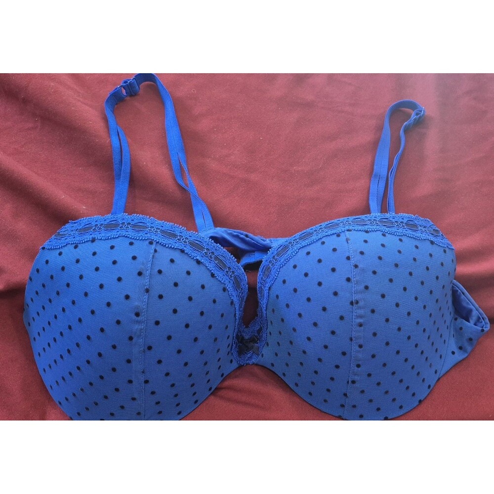 NWOT Aerie Jacklyn 38B Bra Double Strap Polka Dot Cute Royal Blue Black New